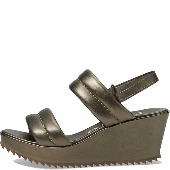 NEW PEDRO GARCIA women's fioralba wedge sandals in bronze nappa lame - Picture 3 of 5